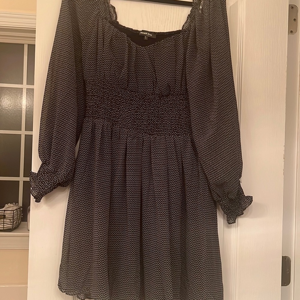 Sheer black and white print babydoll dress